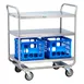 Lakeside 2444 Stainless Steel 3-Shelf Milk Crate Transport Cart - 35-3/4" x 22" x 40-1/2" 1 image