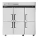 Turbo Air M3R72-6-N 77" 3-Section Reach-In Refrigerator w/ 6 Half Solid Doors, Top Mount, Aluminum Interior, 66 cu. ft. 2 image