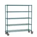 Metro SEZ-186068K3-MP-41 Super Erecta 5-Shelf Wire Shelving Stem Caster Cart, Metroseal Green - 60" x 18" x 68" 1 image