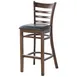 MKLD A6241-BS BV Bar Stool – Ladder Back, Upholstered Seat, Black Vinyl, Beechwood Frame, Footrest, Armless 1 image