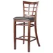 MKLD A6290-BS BV Barstool, Grid Back Pane, Upholstered Seat, Black Vinyl, Beechwood Frame, Footrest, Glides 1 image