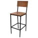 MKLD AM831BS Barstool - Distressed Wood Seat & Back, Armless, Black Powder Coat, Metal Frame, Plastic Glides 1 image