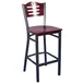 MKLD AM836B-BS BV Bar Stool – Cut‑Out Wood Back, Upholstered Seat, 16‑Gauge Steel Frame, Black Powder, Footrest 1 image