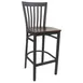 MKLD AM839-BS V Barstool – Slat Back, Veneer Seat, 16‑Gauge Steel Frame, Black Powder Coat, Armless, Footrest 1 image