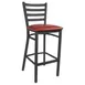 MKLD AM841-BS SOLID Barstool – Ladder Back, Wood Seat, 16‑Gauge Steel Frame, Black Powder Coat, Footrest 1 image