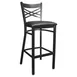MKLD AM843-BS Barstool – Criss-Cross Back, Solid Wood Seat, 16-Gauge Steel Frame, Footrest, Black Finish 1 image