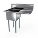 NBR Equipment 1SG-242414R24 50.5" One Compartment Sink, 24"W x 24"L Bowl With Right-Hand Drainboards 1 image