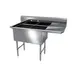NBR Equipment 2SS-242414R24 76" Two Compartment Sink, 24"W x 24"L Bowl With Right-Hand Drainboard 1 image