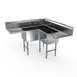 NBR Equipment 3CSG-242414LR24 75" 3 Compartment Corner Sink, 24"W x 24"L Bowl - Galvanized 1 image
