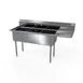 NBR Equipment 3SG-151514R15 62" Three Compartment Sink, 15"W x 15"L Bowl With Right-Hand Drainboard 1 image