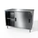 NBR Equipment TCB-3624S Sliding Doors Premium Work Table with Mid-Shelf, 36"W x 24"D 1 image