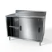 NBR Equipment TCB-3630R5S 36" Sliding Doors Premium Work Table with Mid-Shelf / Backsplash 1 image