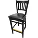 Oak Street WB102BLK Bar Stool, Vertical Slat Back, Black Finish, Beechwood Frame, Brass Toe Kick, Nylon Glides 1 image