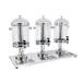Omcan USA 19480 Triple Juice Dispenser – 3x8‑Qt Clear Tanks, Metal Base, Ice Tubes, Taps & Tray 1 image
