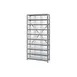 Quantum 1275-209CL Heavy-Duty Galvanized Steel 10 Shelf Shelving Unit w/ 27 Clear Bins Capacity  1 image