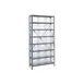 Quantum 1275-SB809CL Heavy-Duty Galvanized Steel 8 Shelf Shelving Unit w/ 21 Clear Bins Capacity  1 image