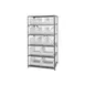 Quantum 2475-953954CL Heavy-Duty Galvanized Steel 8 Shelf Shelving Unit w/ 13 Clear Bins Capacity 1 image