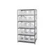 Quantum 2475-953CL Heavy-Duty Galvanized Steel 8 Shelf Shelving Unit w/ 15 Clear Bins Capacity  1 image
