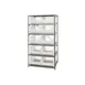 Quantum 2475-954CL Heavy-Duty Galvanized Steel 8 Shelf Shelving Unit w/ 10 Clear Bins Capacity  1 image