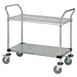 Quantum WRSC-1842-2 Stainless Steel 2-Shelf Wire Utility Cart - 18" x 42" x 37-1/2" 1 image