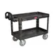 Rubbermaid FG454600BLA Heavy Duty Black Polymer Utility Cart - 55" x 26" x 33-1/4" 1 image