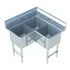 Sapphire Manufacturing SMCS2424-3 53" 3 Compartment Corner Sink, 24"W x 24"L Bowl - Galvanized 1 image