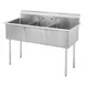 Sapphire Manufacturing SMSQ1621-3 51" Three Compartment Sink, 16"W x 21"L Bowl Without Drainboard 1 image