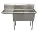 Serv-Ware D2CWP1620L-18 52" Two Compartment Sink, 16"W x 20"L Bowl With Left-Hand Drainboard 1 image