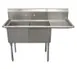 Serv-Ware D2CWP1818R-18 56" Two Compartment Sink, 18"W x 18"L Bowl With Right-Hand Drainboard 1 image