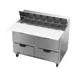 Beverage Air SPED48HC-12C-4 48" Two Section Sandwich/Salad Prep Table w/ 4 Drawers, 12 Pans 2 image