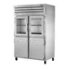 True STA2R-2HG/2HS-HC 52" 2-Section Reach-in Refrigerator w/ 2 Glass & 2 Solid Half Doors, Top Mount, Aluminum Interior-Stainless Floor 1 image
