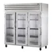 True STA3R-3G 77" 3-Section Reach-In Refrigerator w/ 3 Glass Doors, Top Mount, Aluminum Interior-Stainless Floor 1 image