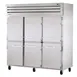 True STA3R-6HS 77" 3-Section Reach-In Refrigerator w/ 6 Solid half Doors, Top Mount, Aluminum Interior-Stainless Floor 1 image