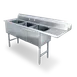 Steel Works SWS3C162012-18R-318 68" Three Compartment Sink, 20"W x 16"L Bowl With Right-Hand Drainboard 1 image