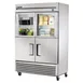 True T-49-2-G-2-HC~FGD01 54" 2-Section Reach-In Refrigerator w/ 2 Solid & 2 Glass Half Doors, Bottom Mount, Stainless Steel Front-Aluminum Sides 1 image