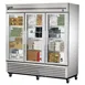 True T-72FG-HC~FGD01 78" 3-Section Reach-In Freezer, 3 Glass Doors, Stainless Steel Front, 72 cu. ft., Bottom Mounted 1 image
