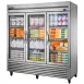 True T-72G-HC~FGD01 78" 3-Section Reach-In Refrigerator w/ 3 Glass Doors, Bottom Mount, Stainless Steel Front-Aluminum Sides 1 image