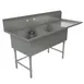 Tarrison TA-CDS224R-KIT 75" Two Compartment Sink, 24"W x 24"L Bowl With Right-Hand Drainboard - 18 Gauge 1 image