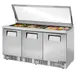 True TFP-72-30M-HC~FGLID 72" Mega Top Sandwich/Salad Prep Table w/ 3 Doors, 30 Pans 1 image