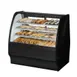 True TGM-DC-48-SC/SC-B-W 48" Curved Glass Solid Colored End Dry Bakery Merchandiser 1 image