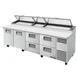 True TPP-AT-119D-4-HC 119" Refrigerated Pizza Prep Table w/ 2 Doors & 4 Drawers, (15) 1/3 Pans 1 image