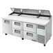 True TPP-AT2-93D-4-HC 93" Refrigerated Pizza Prep Table w/ 1 Door & 4 Drawers, (12) 1/3 Pans 1 image