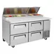 Turbo Air TPR-67SD-D4-N 67" Refrigerated Pizza Prep Table w/ 4 Drawers, 20 cu. ft. 2 image