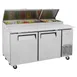 Turbo Air TPR-67SD-N 67" Refrigerated Pizza Prep Table w/ 2 Doors, 9 Condiment Pans 2 image