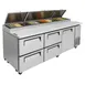Turbo Air TPR-93SD-D4-N 93" Refrigerated Pizza Prep Table w/ 1 Door & 4 Drawers, 12 Pans 2 image