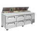 Turbo Air TPR-93SD-D6-N 93" Refrigerated Pizza Prep Table w/ 6 Drawers, 12 Condiment Pans 2 image