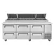 Turbo Air TPR-93SD-D6-N 93" Refrigerated Pizza Prep Table w/ 6 Drawers, 12 Condiment Pans 5 image