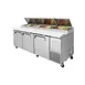 Turbo Air TPR-93SD-N 93" Refrigerated Pizza Prep Table w/ 3 Doors, 12 Condiment Pans 1 image