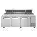 Turbo Air TPR-93SD-N 93" Refrigerated Pizza Prep Table w/ 3 Doors, 12 Condiment Pans 4 image