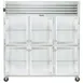 Traulsen G32000 76" 3-Section Reach-In Refrigerator w/ 6 Glass Half-Doors (hinged left/right/right), Top Mount, 70 cu. ft. 1 image